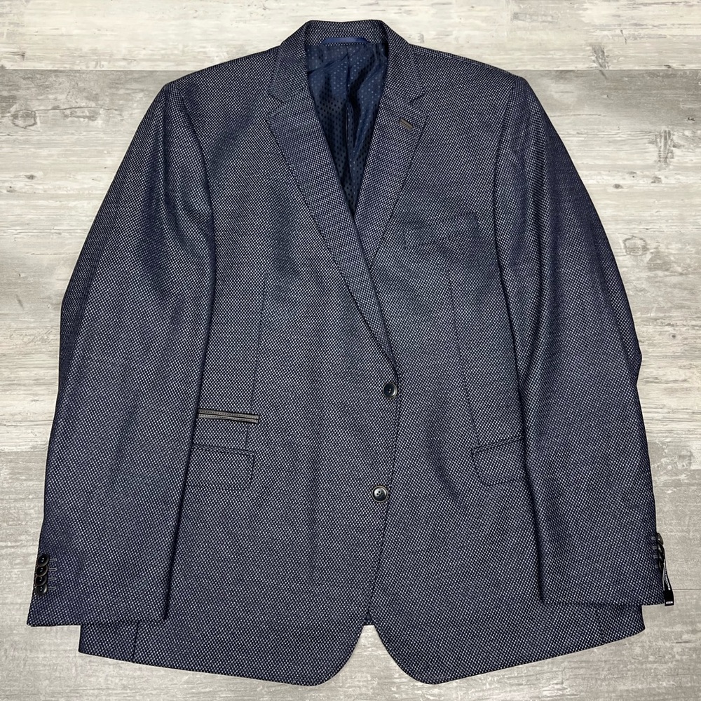 Carl Gross NWT Navy & Grey Check Sport Coat 52R